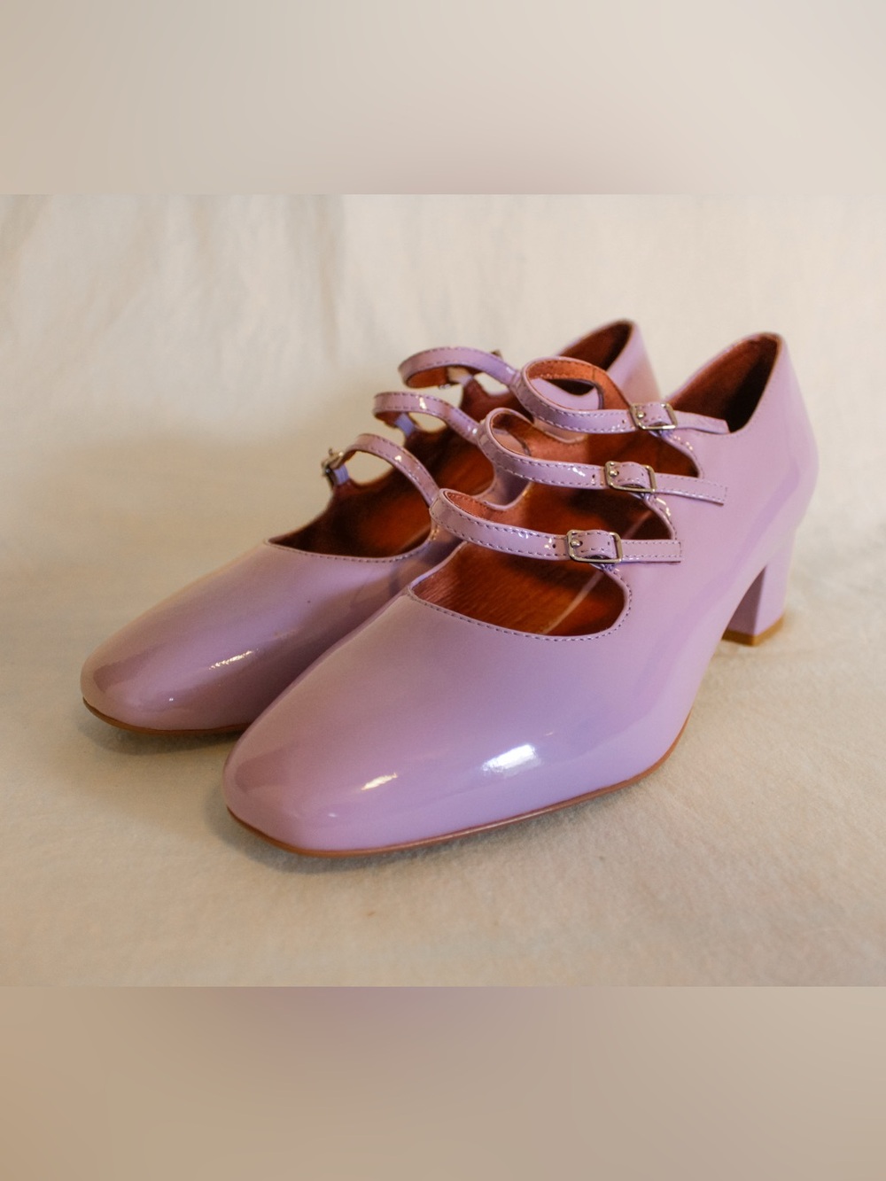 Intentionally Blank Women's Lilac Patent Mary Jane Block Heel Pumps New w/ Box - Picture 11 of 13